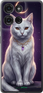 Силиконовый чехол Mystic White Cat Gothic Dark Purple Gold для Motorola Moto G75 5G - 6805u-3890 изображение 
