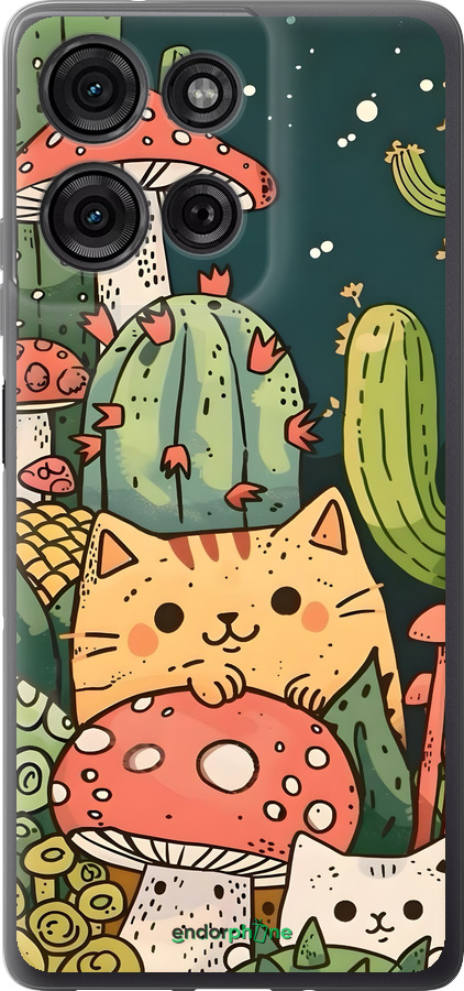 Силиконовый чехол Коты грибы для Motorola Moto G75 5G - 6321u-3890 изображение 