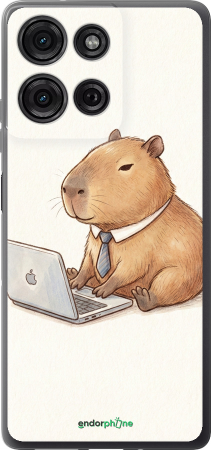 Силиконовый чехол Funny Capybara CEO Working для Motorola Moto G75 5G - 6777u-3890 изображение 