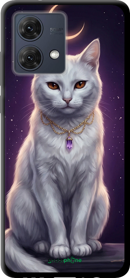 TPU чехол Mystic White Cat Gothic Dark Purple Gold для Motorola Moto G84 - 6805b-3344 изображение 