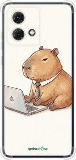 Силіконовий протиударний с посиленими кутами чехол Funny Capybara CEO Working для Motorola Moto G84 - 6777sp-3344 изображение 