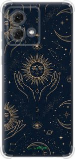 Силикон с усиленными углами чехол Celestial Harmony: Sun & Moon Gold Mystic Pattern для Motorola Moto G84 - 6778sp-3344 изображение 