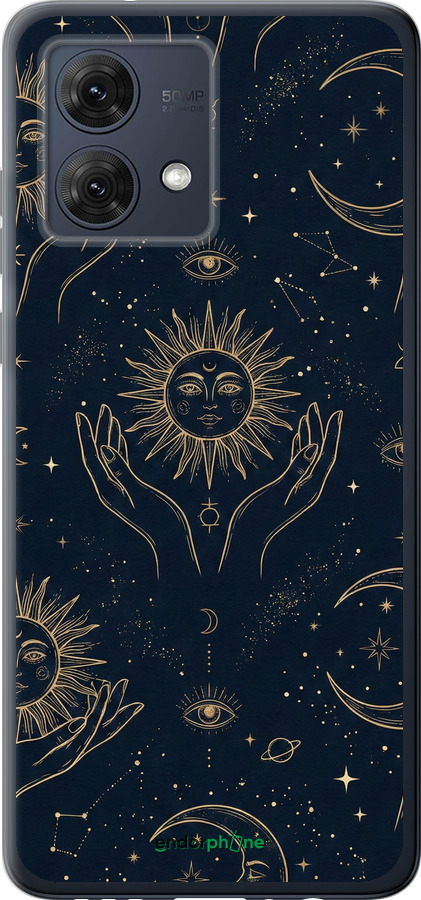 Силіконовий чехол Celestial Harmony: Sun & Moon Gold Mystic Pattern для Motorola Moto G84 - 6778u-3344 изображение 