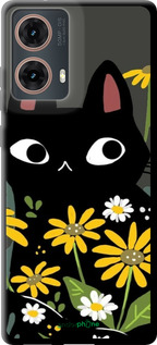 TPU чехол Черный кот с цветами для Motorola Moto G85 5G - 6448b-3780 изображение 