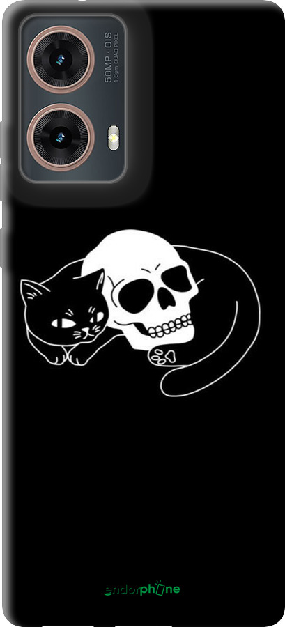 TPU чехол С изображением кота и черепа для Motorola Moto G85 5G - 6491b-3780 изображение 