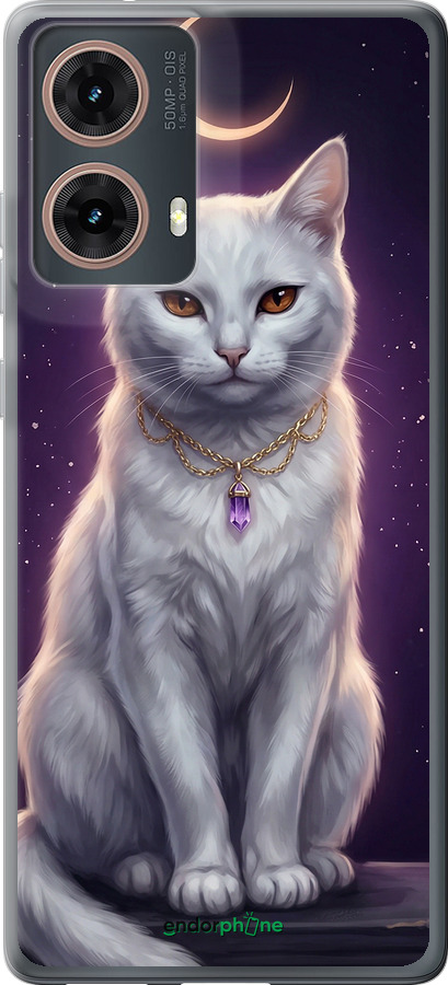 Силіконовий чехол Mystic White Cat Gothic Dark Purple Gold для Motorola Moto G85 5G - 6805u-3780 изображение 