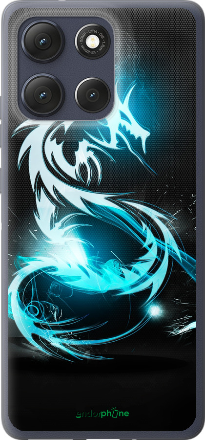 Силиконовый чехол Бело-голубой огненный дракон для Motorola Moto G86 - 113u-4115 изображение 