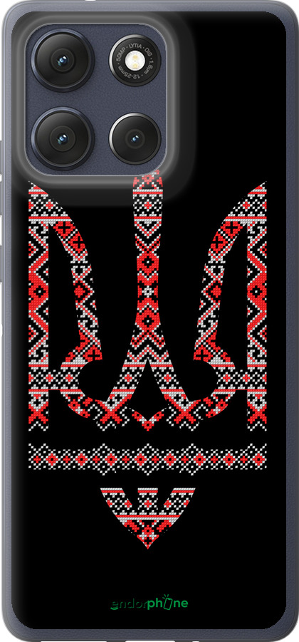 Силиконовый чехол Герб - вышиванка на черном фоне для Motorola Moto G86 - 1196u-4115 изображение 