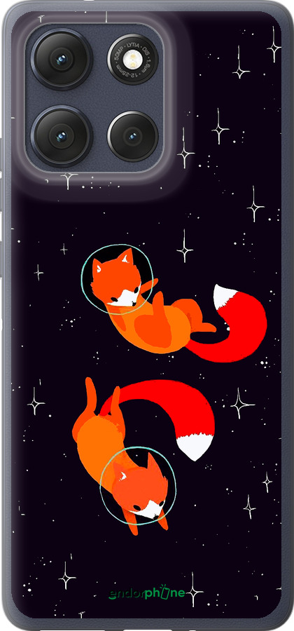 Силиконовый чехол Лисички в космосе для Motorola Moto G86 - 4519u-4115 изображение 