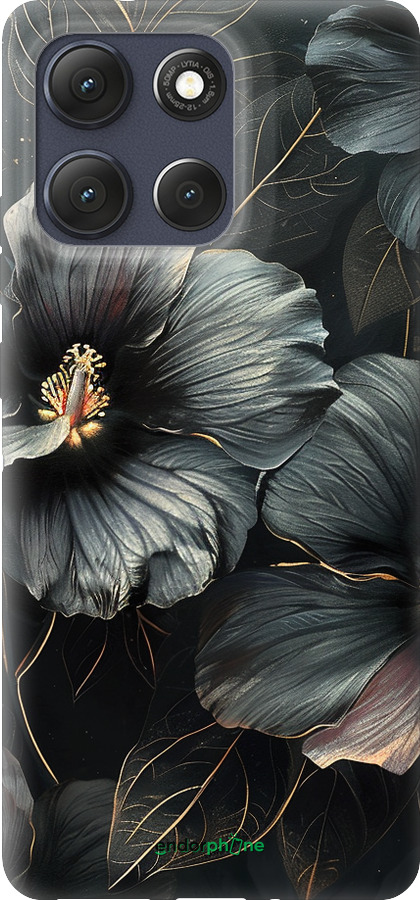 Силиконовый чехол Черные цветы для Motorola Moto G86 - 6031u-4115 изображение 