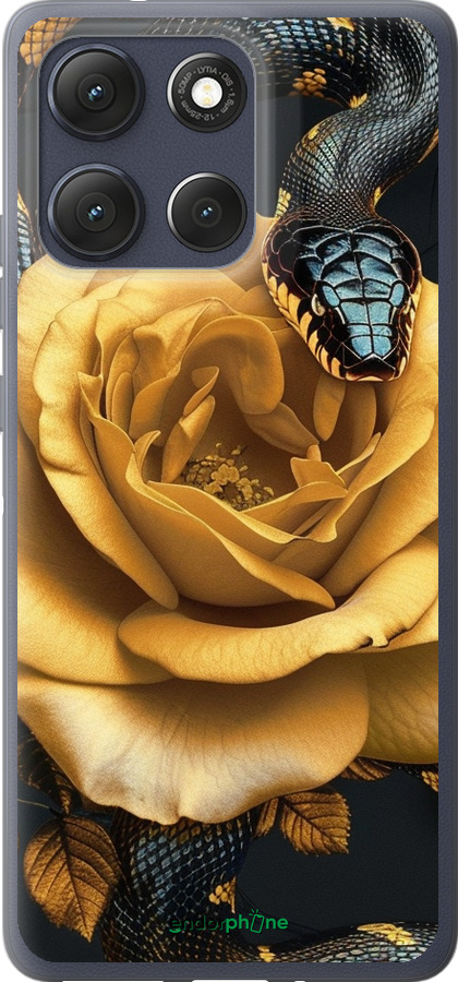 Силиконовый чехол Black snake and golden rose для Motorola Moto G86 - 6068u-4115 изображение 