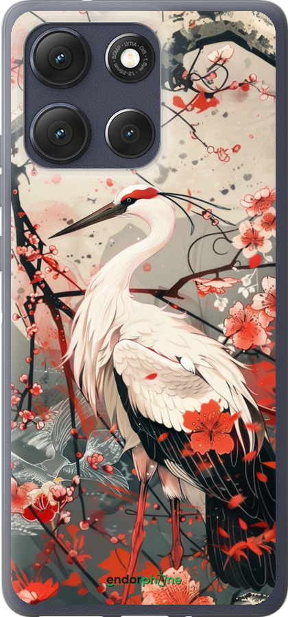 Силиконовый чехол Аист в цвету сакуры для Motorola Moto G86 - 6109u-4115 изображение 