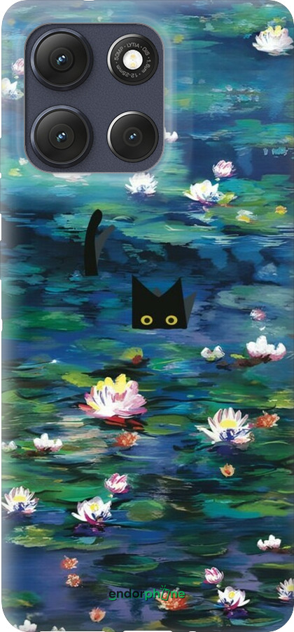 Силиконовый чехол Чехол с изображением водяных лилий Моне и кошек для Motorola Moto G86 - 6399u-4115 изображение 