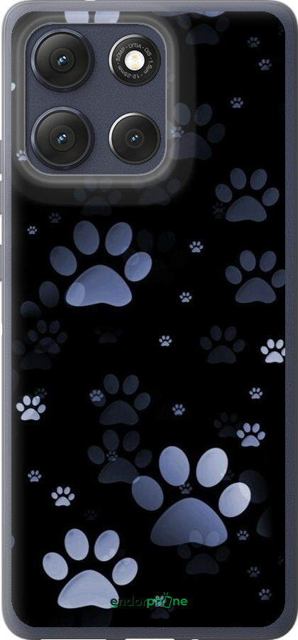 Силиконовый чехол С синими отпечатками лап для Motorola Moto G86 - 6441u-4115 изображение 