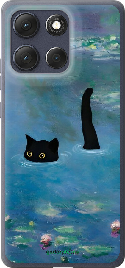 Силиконовый чехол С изображением кота и водяной лилии Monet для Motorola Moto G86 - 6519u-4115 изображение 