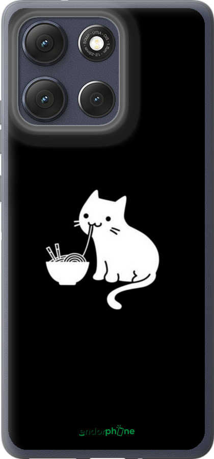 Силиконовый чехол С милым котом на черном фоне для Motorola Moto G86 - 6528u-4115 изображение 