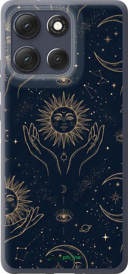 Силиконовый чехол Celestial Harmony: Sun & Moon Gold Mystic Pattern для Motorola Moto G86 - 6778u-4115 изображение 