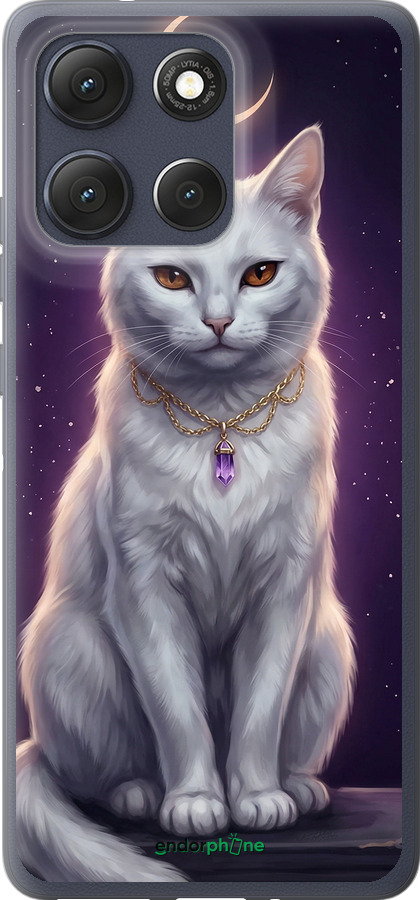 Силиконовый чехол Mystic White Cat Gothic Dark Purple Gold для Motorola Moto G86 - 6805u-4115 изображение 