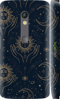 3D пластиковый глянцевый чехол Celestial Harmony: Sun & Moon Gold Mystic Pattern для Motorola Moto X Play - 6778c-459 изображение 