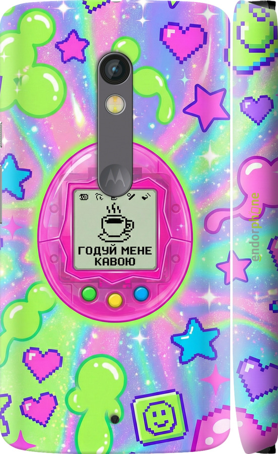 3D пластиковый глянцевый чехол Y2K Aesthetic Retro Pet: Годуй мене кавою для Motorola Moto X Play - 6784c-459 изображение 