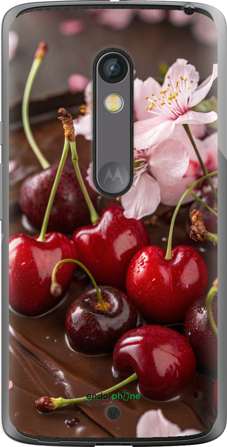 Силиконовый чехол Вишня в шоколаде для Motorola Moto X Play - 6698u-459 изображение 