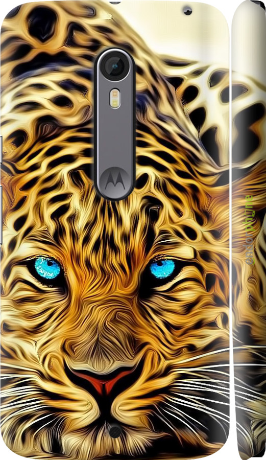 3D пластиковый глянцевый чехол Леопард для Motorola Moto X Style - 6611c-455 изображение 