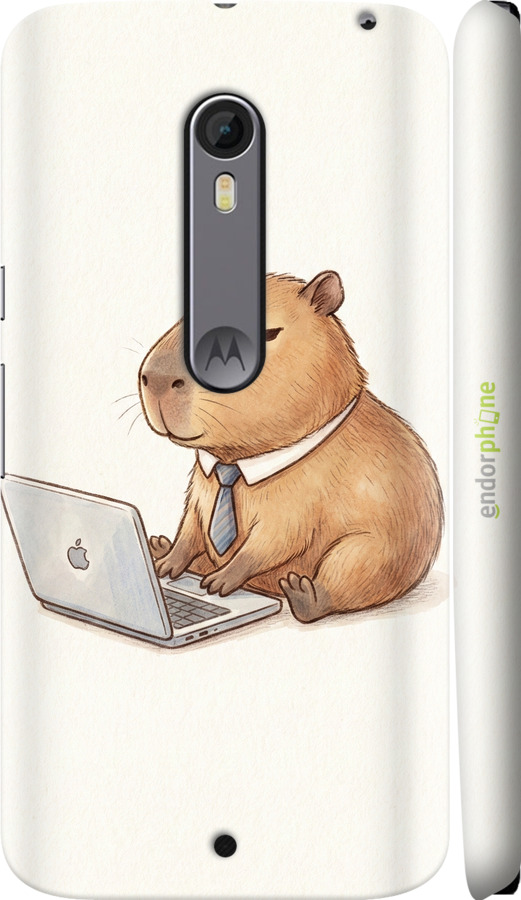3D пластиковый глянцевый чехол Funny Capybara CEO Working для Motorola Moto X Style - 6777c-455 изображение 