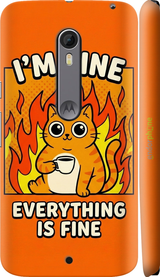 3D пластиковий глянцевий чехол Funny Cat для Motorola Moto X Style - 6786c-455 изображение 