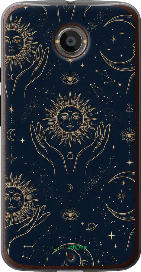 Силиконовый чехол Celestial Harmony: Sun & Moon Gold Mystic Pattern для Motorola Moto X2 - 6778u-372 изображение 