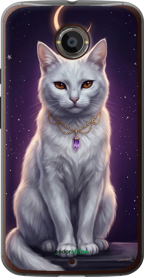 Силиконовый чехол Mystic White Cat Gothic Dark Purple Gold для Motorola Moto X2 - 6805u-372 изображение 