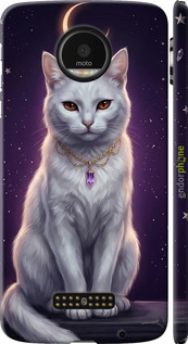 3D пластиковый матовый чехол Mystic White Cat Gothic Dark Purple Gold для Motorola MOTO Z - 6805m-419 изображение 
