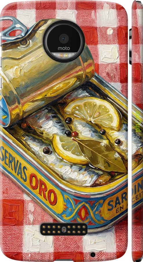 3D пластиковый глянцевый чехол Vintage Sardine Tin Phone для Motorola MOTO Z - 6772c-419 изображение 