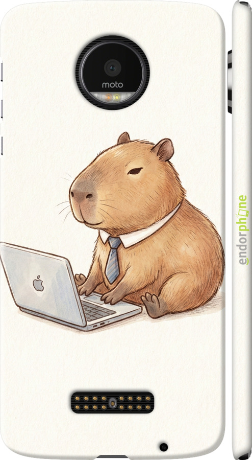 3D пластиковый глянцевый чехол Funny Capybara CEO Working для Motorola MOTO Z - 6777c-419 изображение 