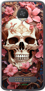 Силіконовий чехол Череп у рожевих квітах для Motorola Moto Z2 Play - 5965u-1001 изображение 
