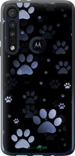 Силиконовый чехол С синими отпечатками лап для Motorola One Macro - 6441u-1812 изображение 