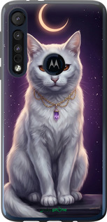 Силиконовый чехол Mystic White Cat Gothic Dark Purple Gold для Motorola One Macro - 6805u-1812 изображение 