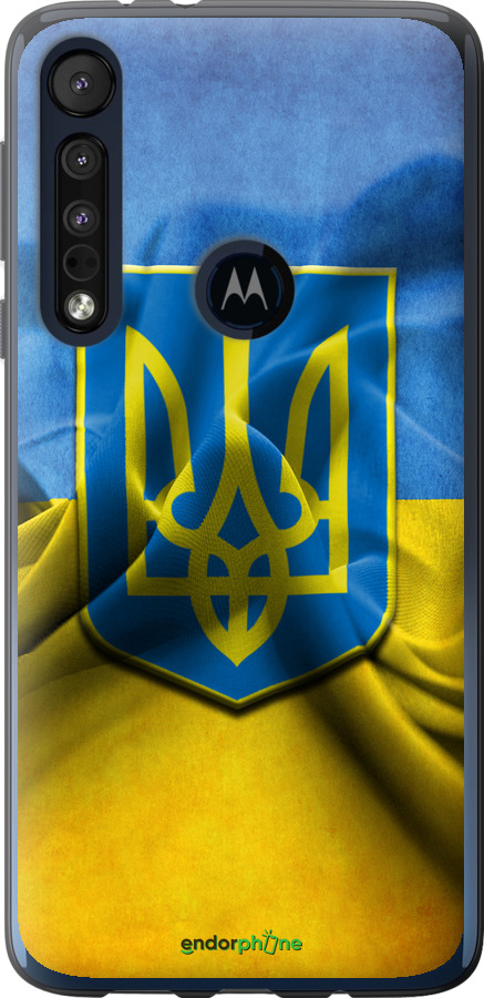 

Силіконовий чохол "Прапор та герб України" для Motorola One Macro, Блакитний