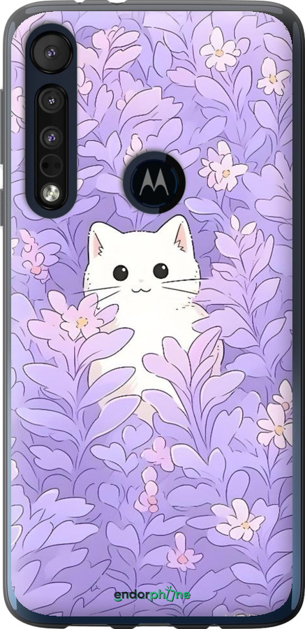 Силиконовый чехол Котик в цветах для Motorola One Macro - 6390u-1812 изображение 