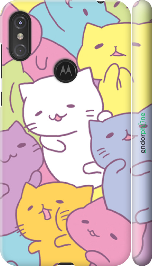 

3D пластиковий матовий чохол "Кошенята " для Motorola One Power, Білий