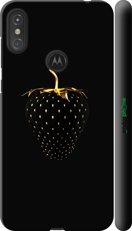 

3D пластиковий матовий чохол "Чорна полуниця" для Motorola One Power, Чорний