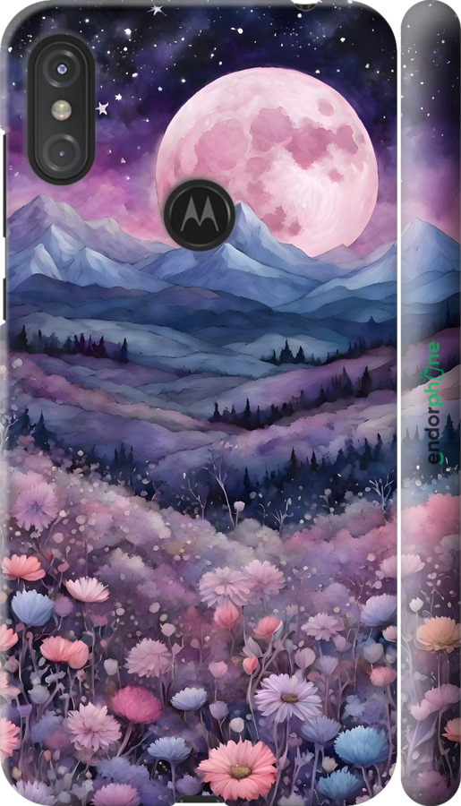 3D пластиковый матовый чехол Ночь луна арт для Motorola One Power - 6319m-1588 изображение 