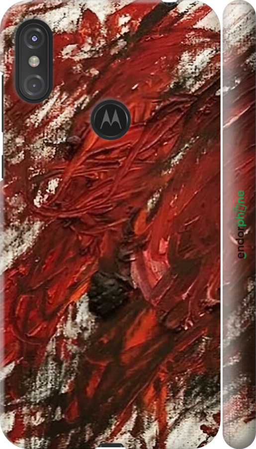 3D пластиковый матовый чехол Абстрактная композиция в красных тонах для Motorola One Power - 6541m-1588 изображение 