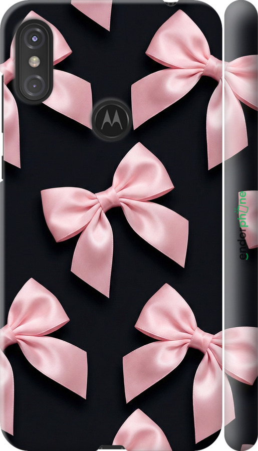3D пластиковый матовый чехол Coquette Ribbons Dark Coquette для Motorola One Power - 6767m-1588 изображение 