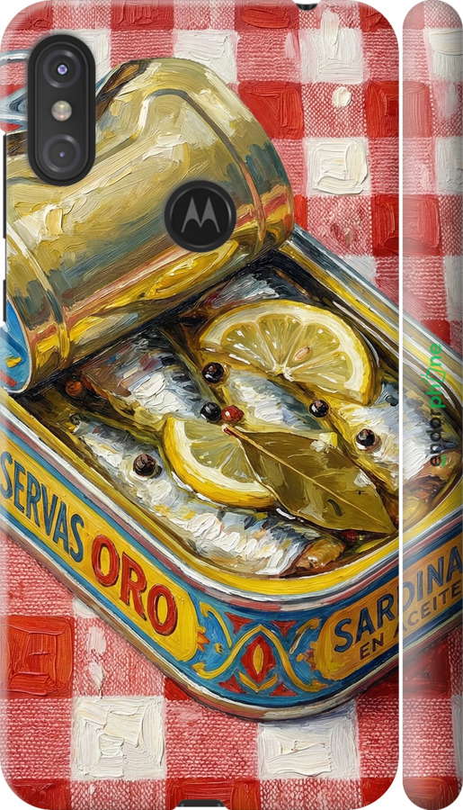 3D пластиковый матовый чехол Vintage Sardine Tin Phone для Motorola One Power - 6772m-1588 изображение 
