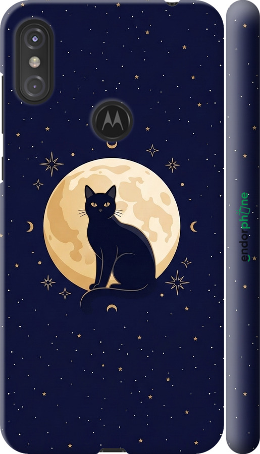 3D пластиковий матовий чехол Cute Cat Celestial/Witchy для Motorola One Power - 6787m-1588 изображение 