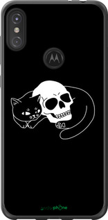 2D пластиковий чехол Із зображенням кота та черепа для Motorola One Power - 6491t-1588 изображение 