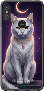 Силіконовий чехол Mystic White Cat Gothic Dark Purple Gold для Motorola One Power - 6805u-1588 изображение 