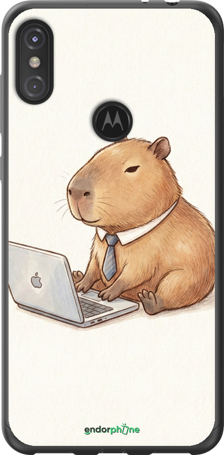 2D пластиковый чехол Funny Capybara CEO Working для Motorola One Power - 6777t-1588 изображение 