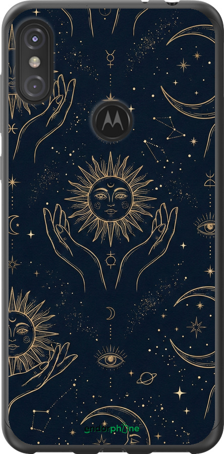 2D пластиковий чехол Celestial Harmony: Sun & Moon Gold Mystic Pattern для Motorola One Power - 6778t-1588 изображение 