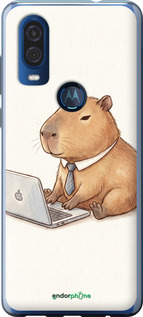 Силиконовый чехол 'Funny Capybara CEO Working' для Motorola One Vision изображение 1